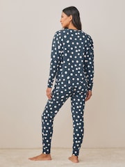 Navy Spot Long Sleeve Pyjamas - Image 3 of 8