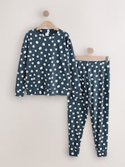 Navy Spot Long Sleeve Pyjamas - Image 6 of 8