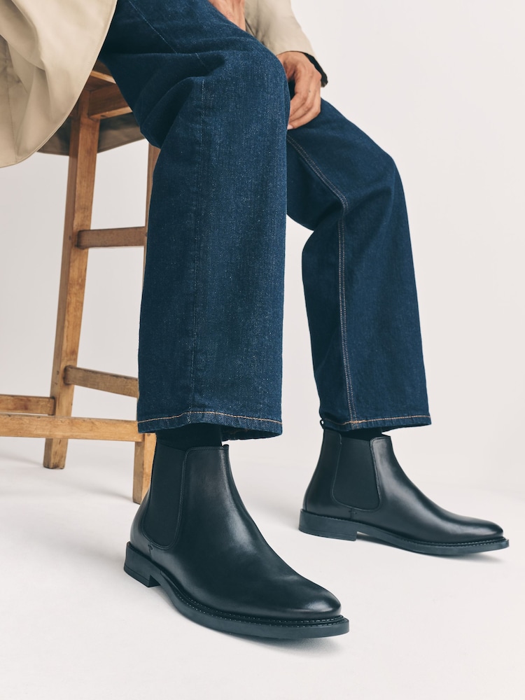 Black Smart Leather Chelsea Boots - Image 1 of 6