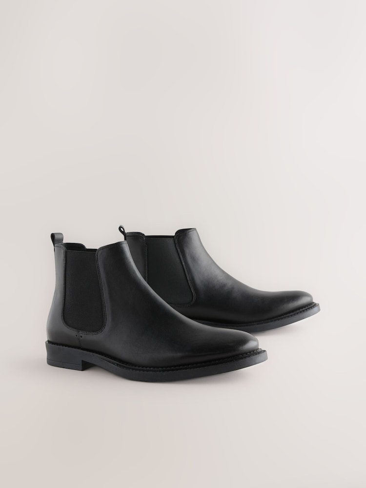 Black Smart Leather Chelsea Boots - Image 2 of 6