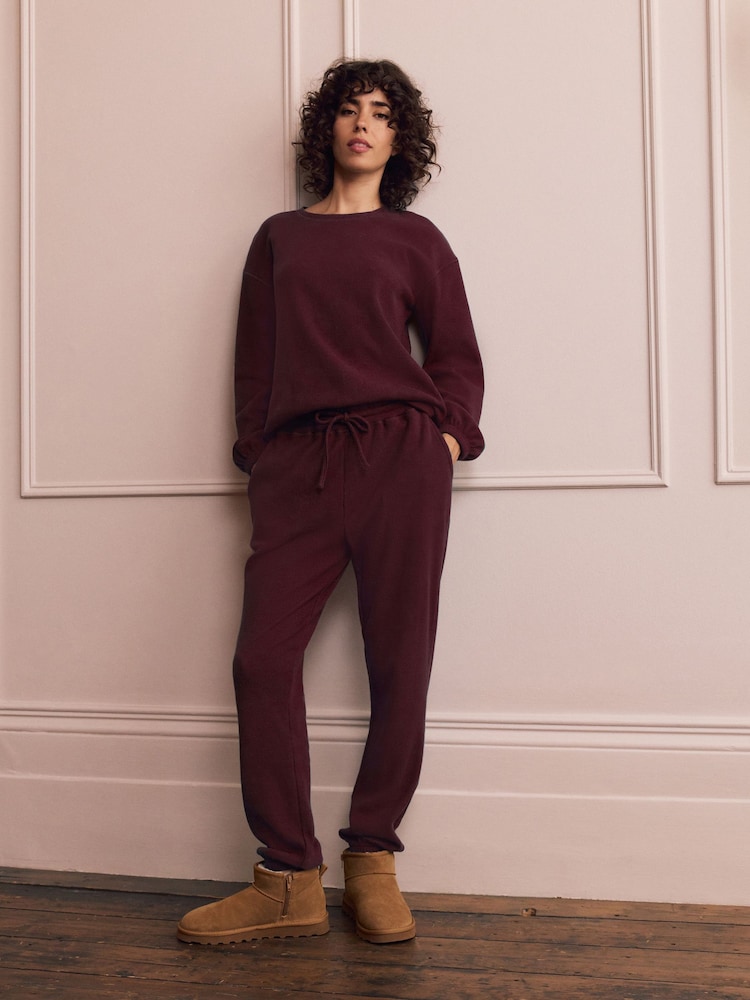 Berry Red Cosy Waffle Long Sleeve Pyjamas - Image 1 of 9