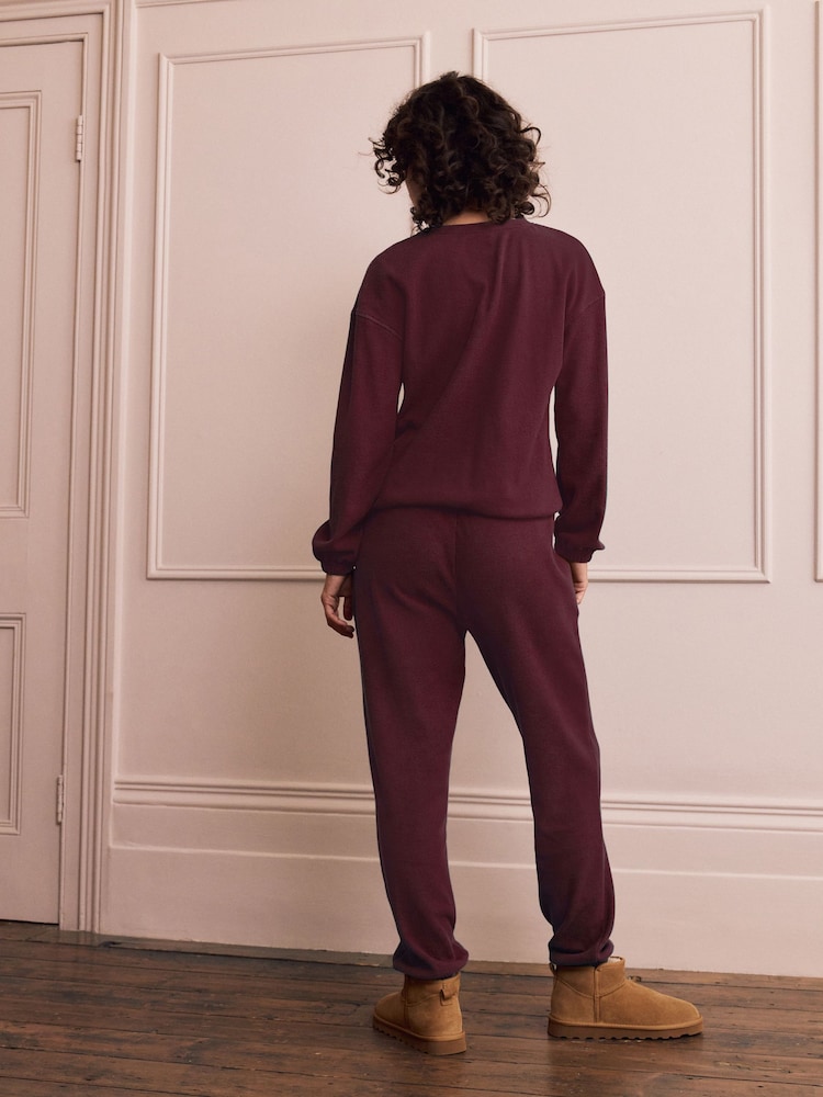 Berry Red Cosy Waffle Long Sleeve Pyjamas - Image 2 of 9
