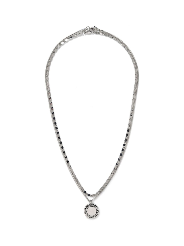 DCK Mens Silver Tone Layered Coin Pendant Necklace - Bild 1 von 2