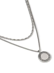 DCK Mens Silver Tone Layered Coin Pendant Necklace - Bild 2 von 2