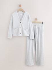 Grey Cosy Waffle Cardigan & Trousers Set - Image 2 of 10
