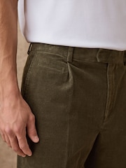 Khaki Green Straight Fit Smart Cotton Rich Cord Trousers - Image 5 of 11