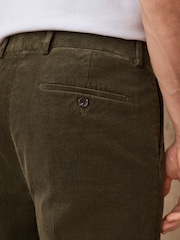 Khaki Green Straight Fit Smart Cotton Rich Cord Trousers - Image 6 of 11