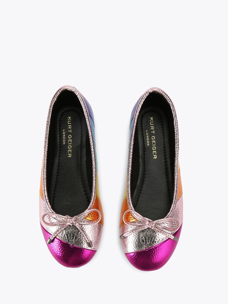 Kurt Geiger London Junior Pink Mini Eagle Ballerina Pumps - Image 2 of 4 Kurt Geiger London Junior Pink Mini Eagle Ballerina Pumps - Image 2 of 4