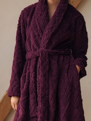Berry Red Argyle Cosy Fleece Robe - Image 3 of 8