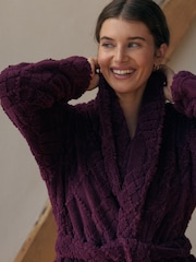 Berry Red Argyle Cosy Fleece Robe - Image 4 of 8
