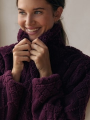 Berry Red Argyle Cosy Fleece Robe - Image 5 of 8