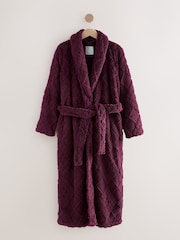 Berry Red Argyle Cosy Fleece Robe - Image 6 of 8