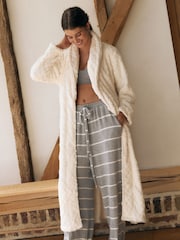 Cream Argyle Cosy Fleece Robe - Image 4 of 9