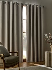 Natural Soft Weave Linen Blend Blackout/Thermal Eyelet Curtains - Image 3 of 6