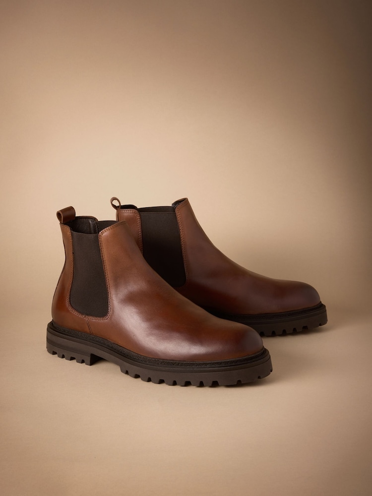 Brown Signature Leather Chelsea Boots - Image 1 of 5