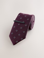Burgundy Red Pattern Tie - Image 3 of 5