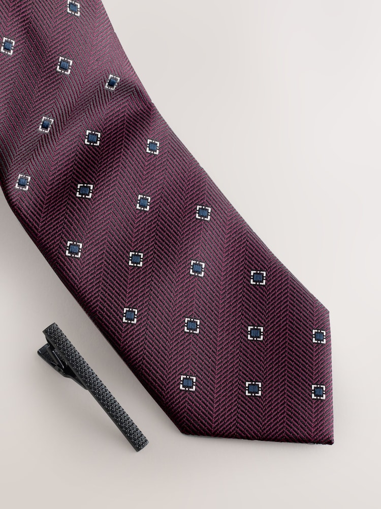 Burgundy Red Pattern Tie - Image 5 of 5