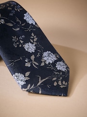 Black Italian Silk Floral Print Design Tie - Image 2 of 3