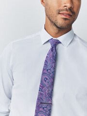 Purple Paisley Tie With Tie Clip - Image 2 of 5