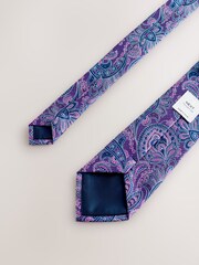 Purple Paisley Tie With Tie Clip - Image 5 of 5
