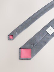 Grey Floral Print Tie - Image 5 of 5