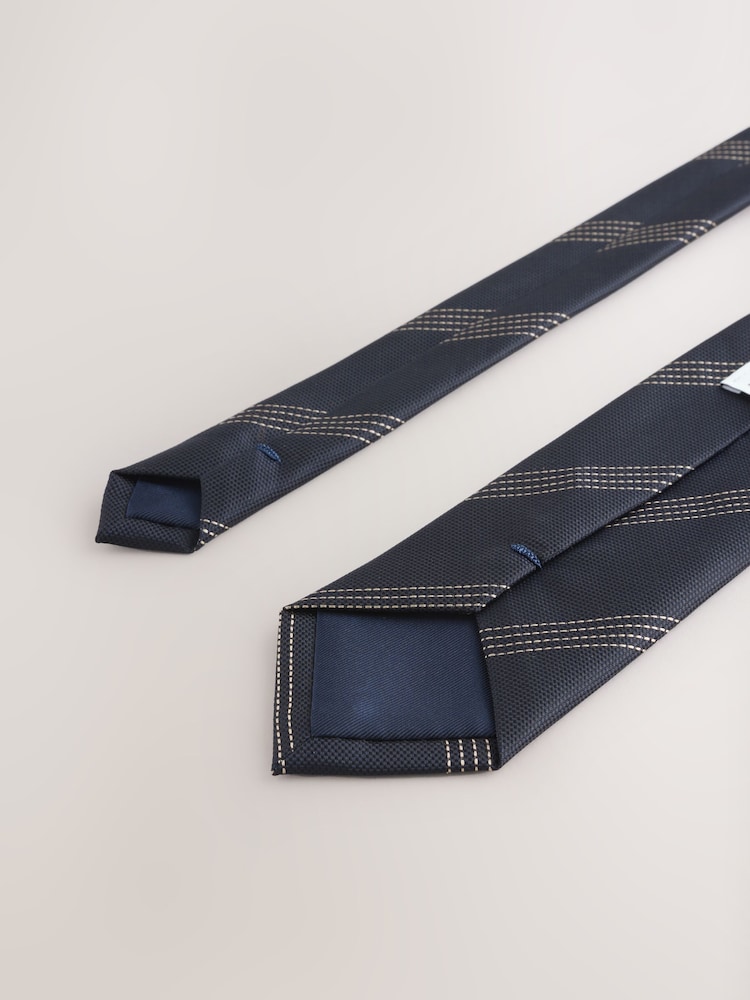Navy Pattern Tie - Image 3 of 3
