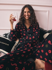 Rockett St George Black/Red Lips Button Through Jersey Pyjamas - Image 2 of 8
