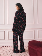 Rockett St George Black/Red Lips Button Through Jersey Pyjamas - Image 4 of 8