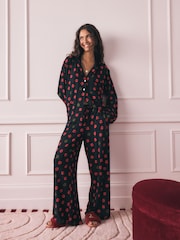 Rockett St George Black/Red Lips Button Through Jersey Pyjamas - Image 5 of 8