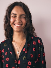 Rockett St George Black/Red Lips Button Through Jersey Pyjamas - Image 6 of 8