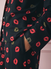 Rockett St George Black/Red Lips Button Through Jersey Pyjamas - Image 8 of 8