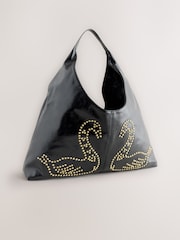 Rockett St George Black Studded Swan Hobo Shopper Bag - Image 1 of 6