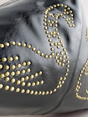 Rockett St George Black Studded Swan Hobo Shopper Bag - Image 6 of 6