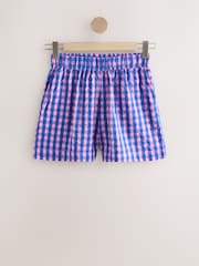 Pink/Blue 100% Cotton Pull On Gingham Shorts - Image 1 of 3