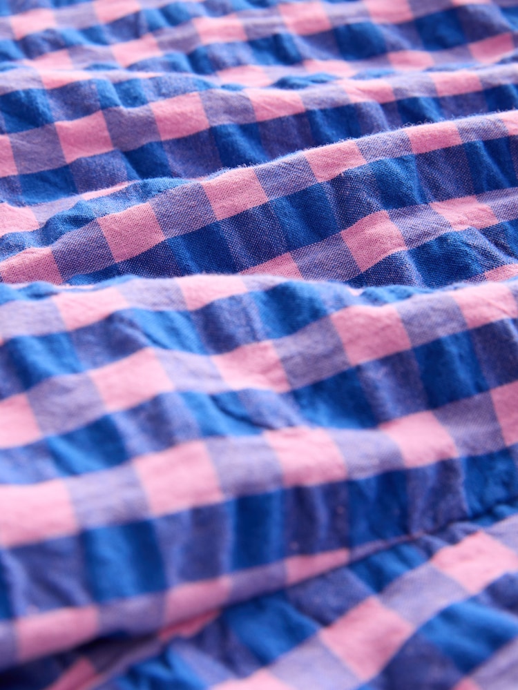 Pink/Blue 100% Cotton Pull On Gingham Shorts - Image 3 of 3