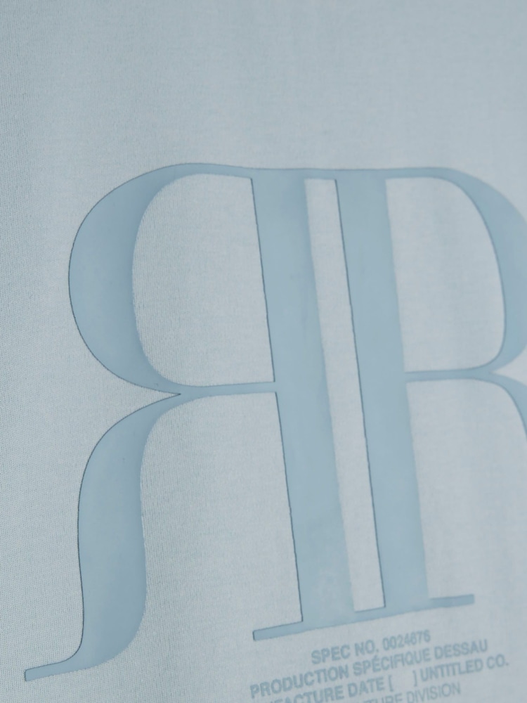 River Island Blue RR 100% Cotton T-Shirt and Shorts Set - Image 4 of 4