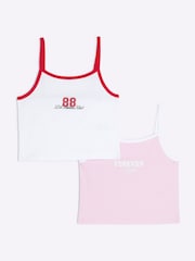River Island Red Girls Tank Tops 2 Pack - Image 1 of 4