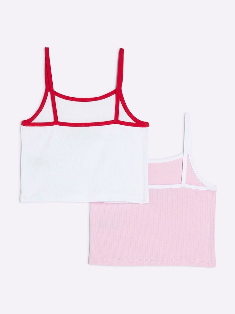 River Island Red Girls Tank Tops 2 Pack - Image 2 of 4