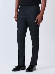 Black Slim Fit Jacquard Texture Tuxedo Suit Trousers - Image 1 of 4