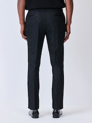 Black Slim Fit Jacquard Texture Tuxedo Suit Trousers - Image 3 of 4