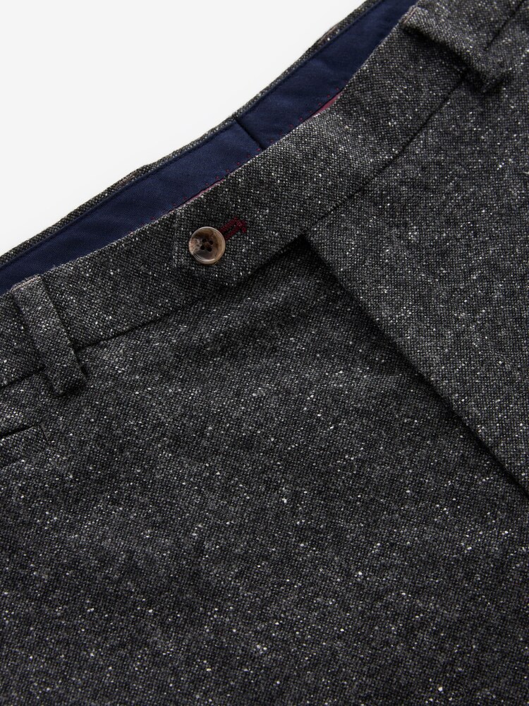 Charcoal Grey Regular Fit Wool Blend Trimmed Suit Trousers - Image 8 of 8