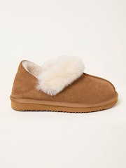 FatFace Tan Brown Sheepskin Fold Down Slipper - Image 1 of 3
