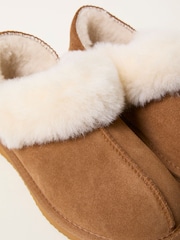 FatFace Tan Brown Sheepskin Fold Down Slipper - Image 3 of 3