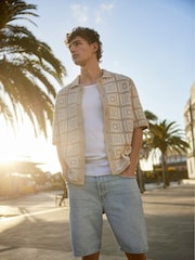 Only & Sons Natural Relaxed Fit Crochet Shirt - Image 2 of 8