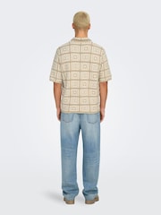 Only & Sons Natural Relaxed Fit Crochet Shirt - Image 5 of 8
