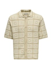 Only & Sons Natural Relaxed Fit Crochet Shirt - Image 7 of 8