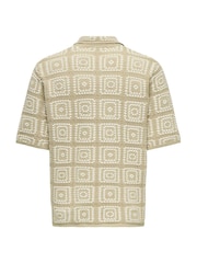 Only & Sons Natural Relaxed Fit Crochet Shirt - Image 8 of 8