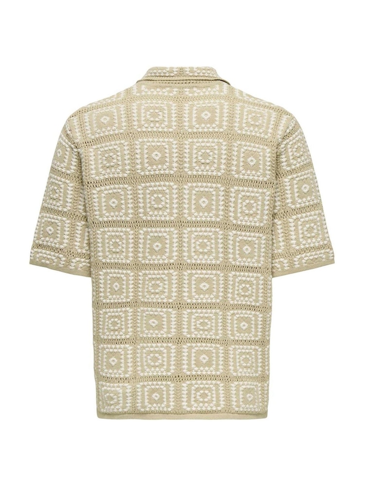 Only & Sons Natural Relaxed Fit Crochet Shirt - Image 8 of 8 Only & Sons Natural Relaxed Fit Crochet Shirt - Image 8 of 8