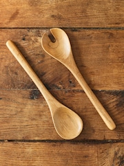 Jamie Oliver Set of 2 Brown Big Love Serving Wooden Spoons - Image 1 of 7