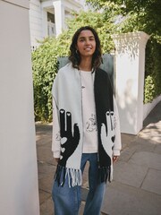 Rockett St George Monochrome Hands Midweight Scarf - Image 2 of 11